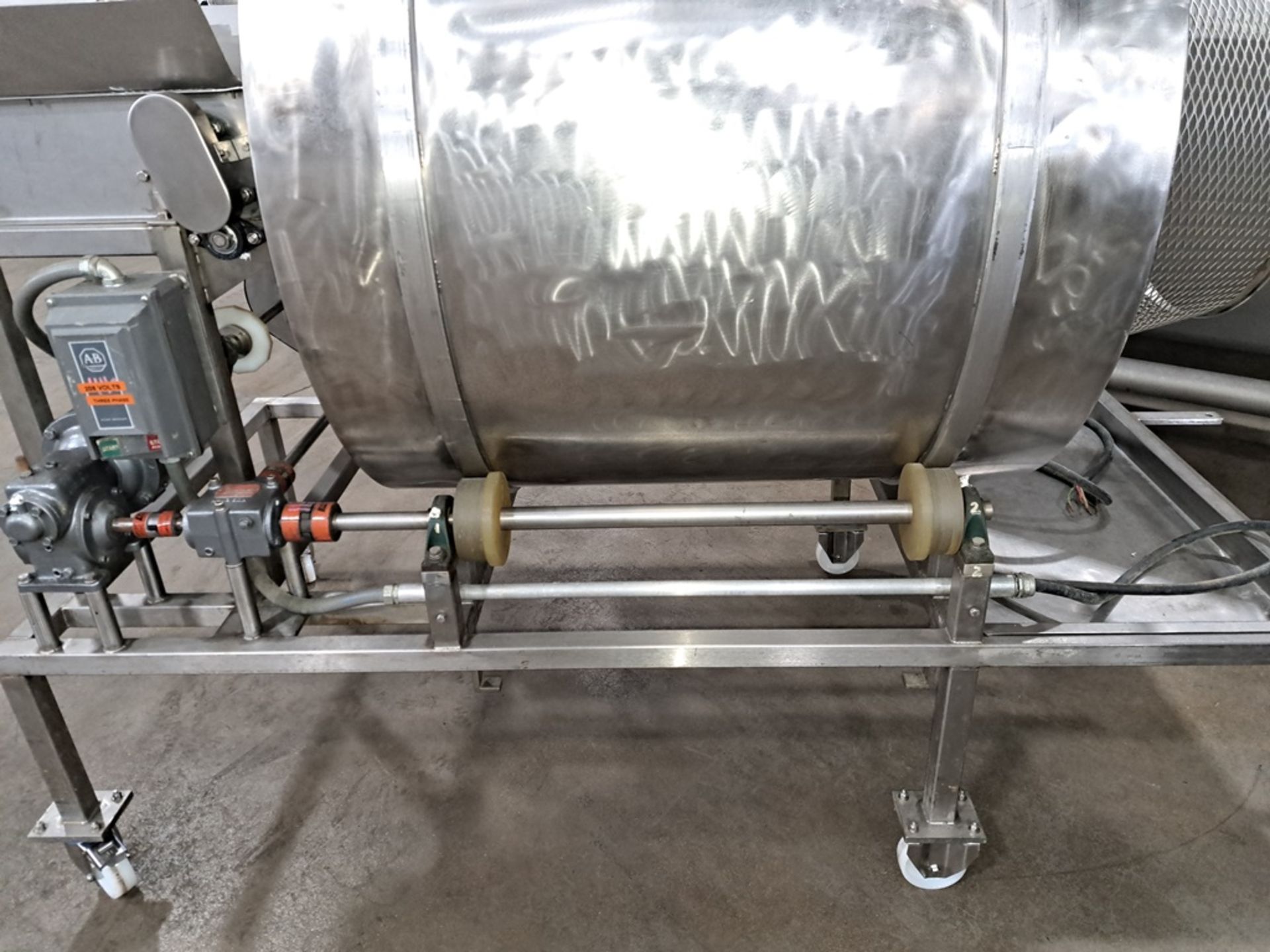 Moline Portable Stainless Steel Breading Applicator Tumbler, 40" diameter X 36" long drum, 18" - Bild 5 aus 8