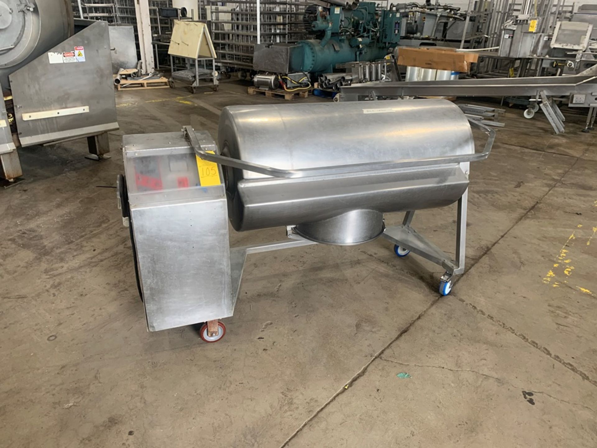 Stainless Steel Vacuum Tumbler, 110 volts, 1 phase, 4' long X 2' diameter drum (Located in Plano,