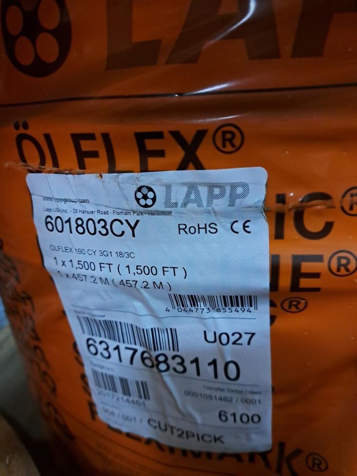 Lot of Olflex 190 CY 3G1 18/3C, (3) spools, 1,500 ft, 1,500 ft, 1,500 ft (Located in Sandwich, IL) - Image 3 of 5