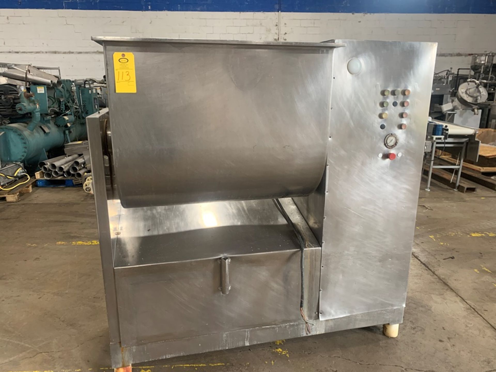 Double Action Mixer, tub size 40" long X 29" wide X 32" deep, tilt discharge, all stainless steel (