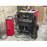 LINCOLN IDEALARC VARIABLE VOLTAGE ARC WELDER WITH LEADS AND ADDITIONAL FUEL TANK