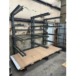 9' X 60" STEEL MATERIAL TREE RACK W/ (3) UPRIGHTS AND (15) ARM SUPPORTS