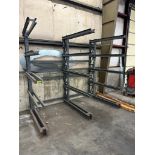 9' X 60" STEEL CANTILEVER RACK W/ (3) UPRIGHTS AND (15) ARM SUPPORTS