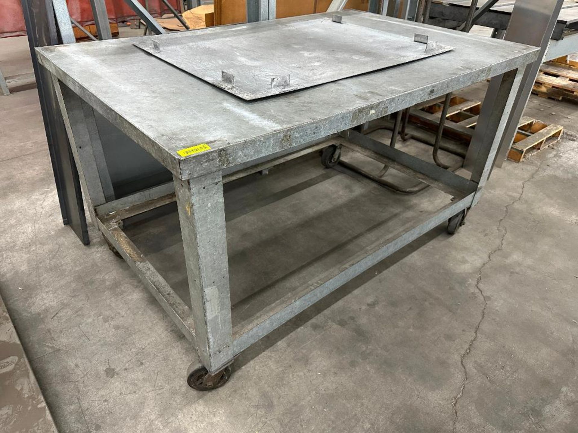 66" X 42" METAL FABRICATION TABLE ON CASTERS - Image 2 of 4