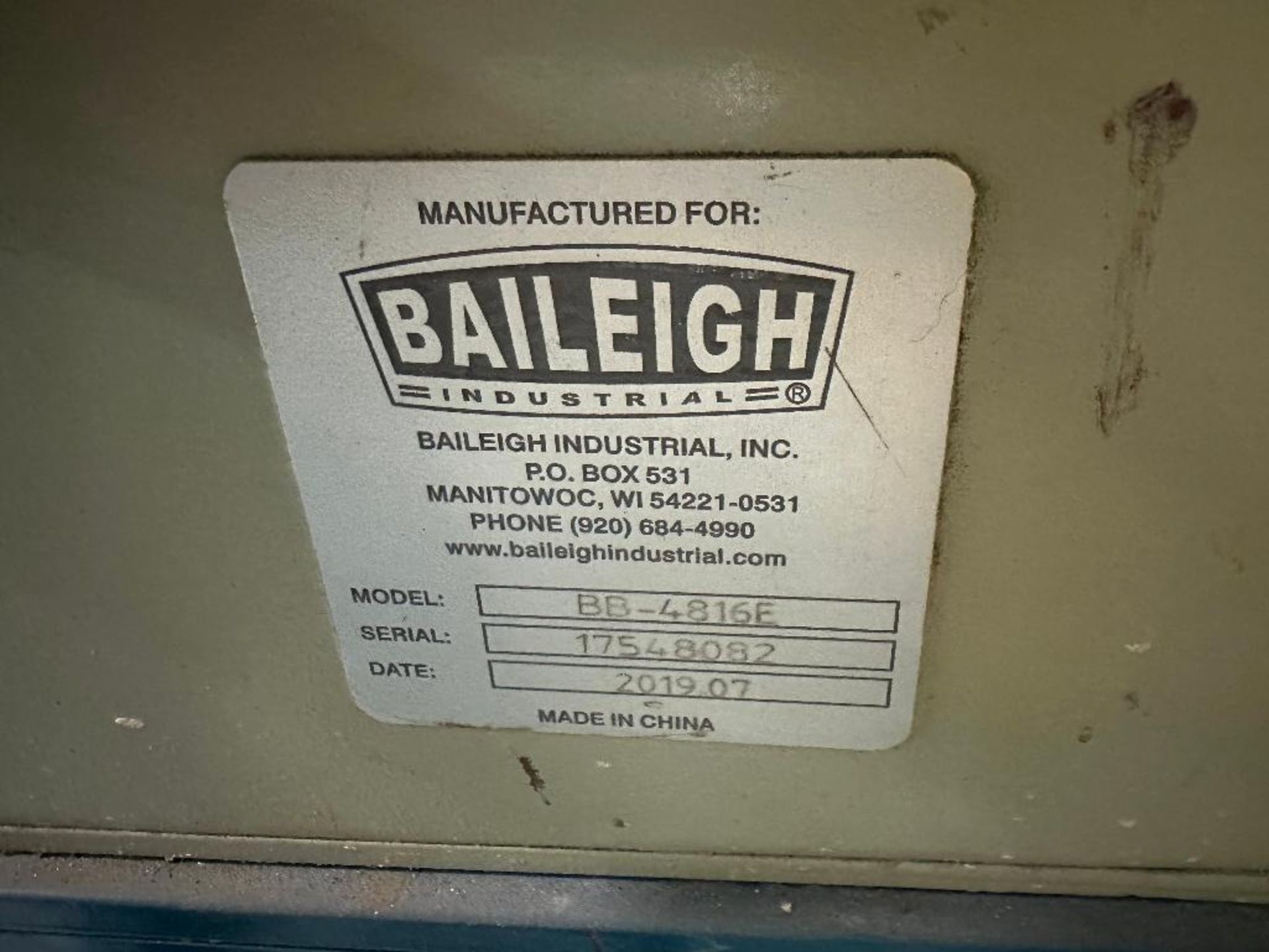 DESCRIPTION BAILEIGHT BB-4816E METAL BRAKE. BRAND / MODEL: BAILEIGHT BB-4816E ADDITIONAL INFORMATION - Image 6 of 6