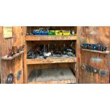WOODEN TOOL CABINET WITH TOOLS