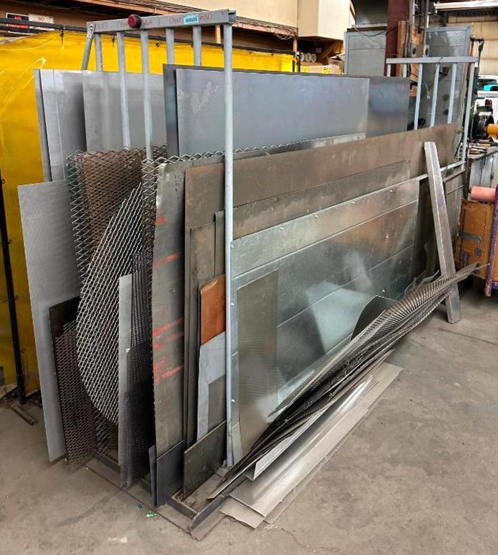 MATERIAL RACK WITH ASSORTED METAL SHEETING