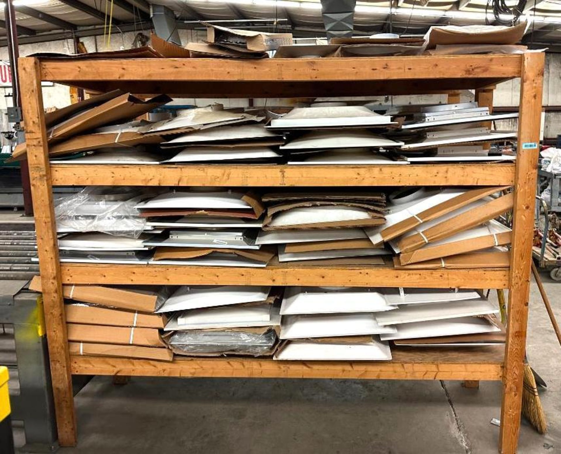 APPROX. 45 HVAC VENT PIECES WITH WOODEN SHELF