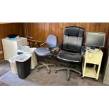 ASSORTED OFFICE FURNITURE AS SHOWN