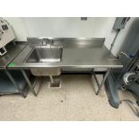 DESCRIPTION 60" STAINLESS TABLE W/ LEFT SIDE PREP SINK AND MOUNTED CAN OPENER. SIZE 60 "X 30" LOCATI