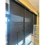 DESCRIPTION (3) 48" RETRACTABLE BLACK MESH SUN BLINDS. ADDITIONAL INFORMATION TOOLS REQUIRED FOR REM