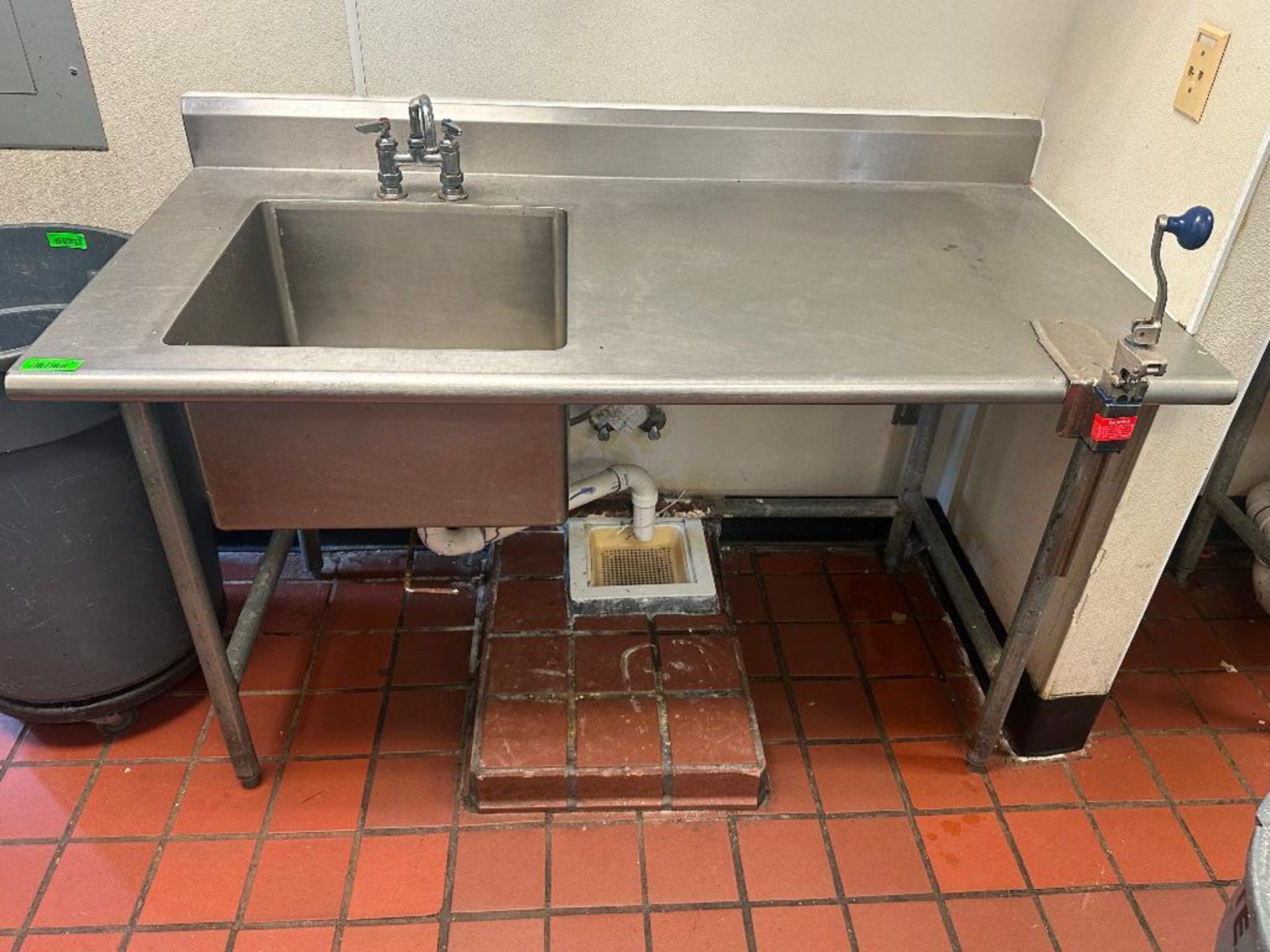 DESCRIPTION 60" STAINLESS TABLE W/ LEFT SIDE PREP SINK AND MOUNTED CAN OPENER. ADDITIONAL INFORMATIO