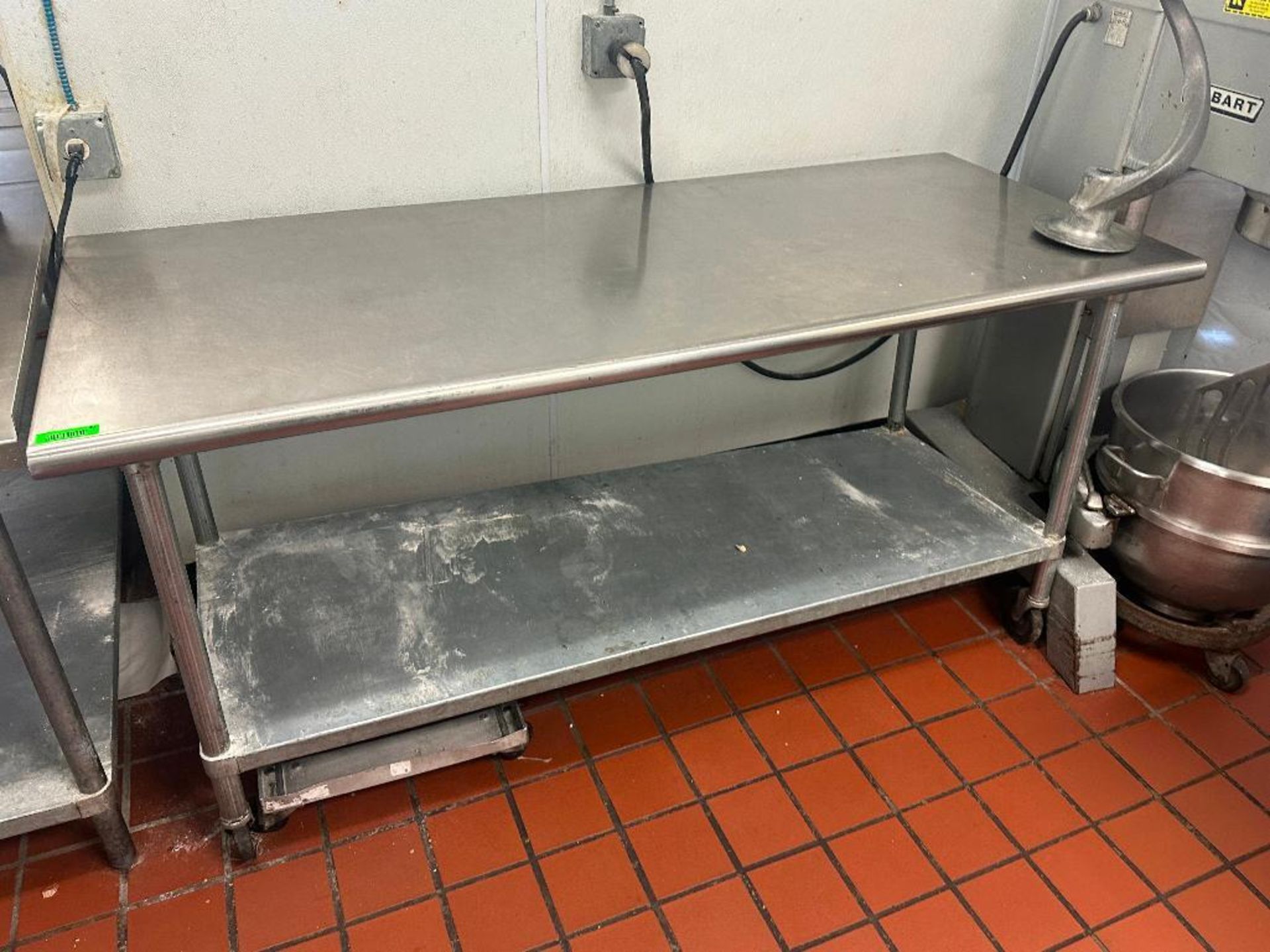 DESCRIPTION 72 "X 30" STAINLESS TABLE W/ GALVANIZED UNDER SHELF. ADDITIONAL INFORMATION ON CASTERS S - Image 2 of 2