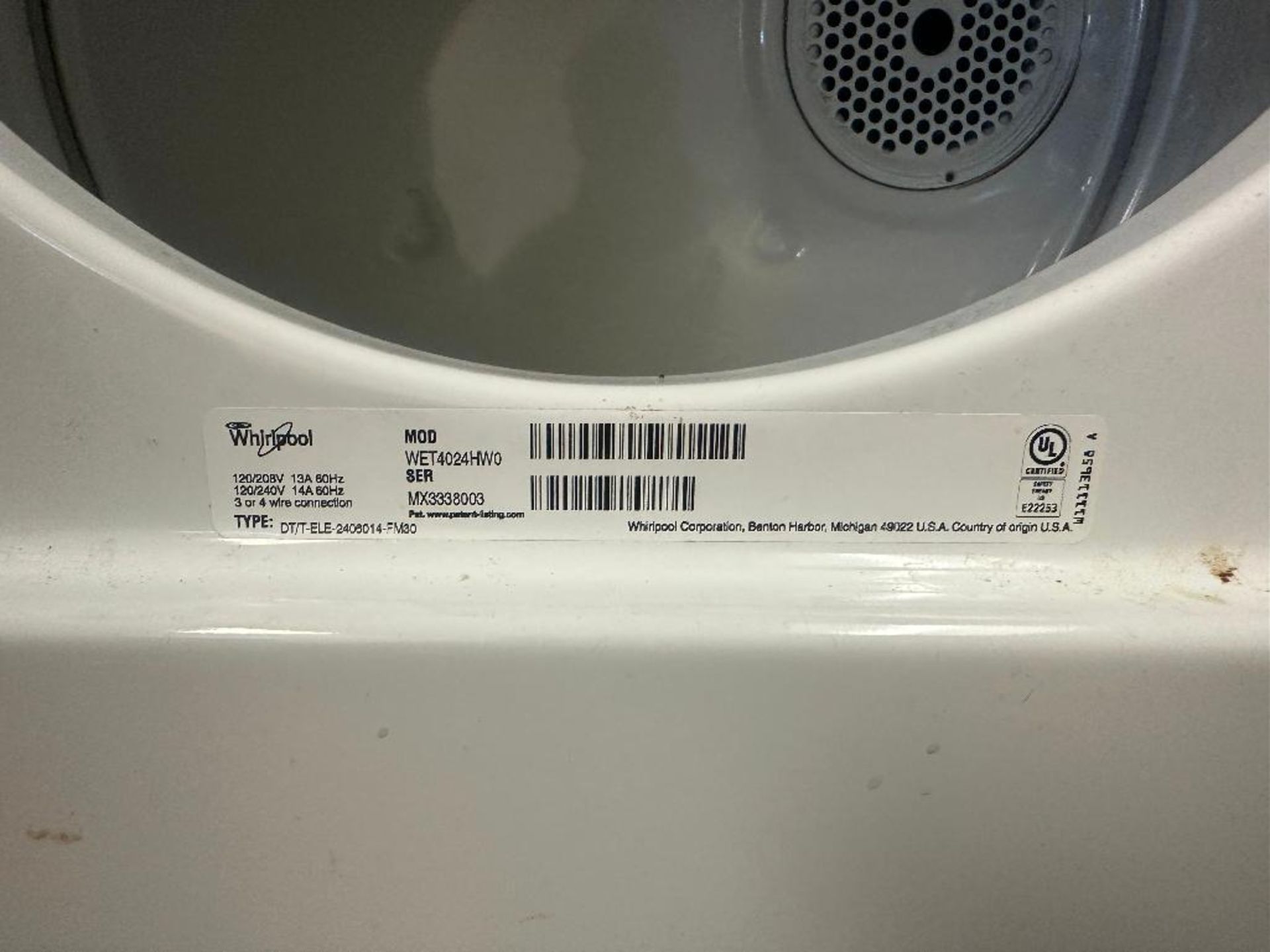 DESCRIPTION WHIRLPOOL WASHER AND DRYER ALL IN ONE BRAND / MODEL: WHIRLPOOL LOCATION 7399 O'Connor Dr - Bild 3 aus 4