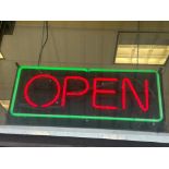 DESCRIPTION "OPEN " NEON SIGN WITH POWER CORD. ADDITIONAL INFORMATION IN WORKING ORDER LOCATION 7399