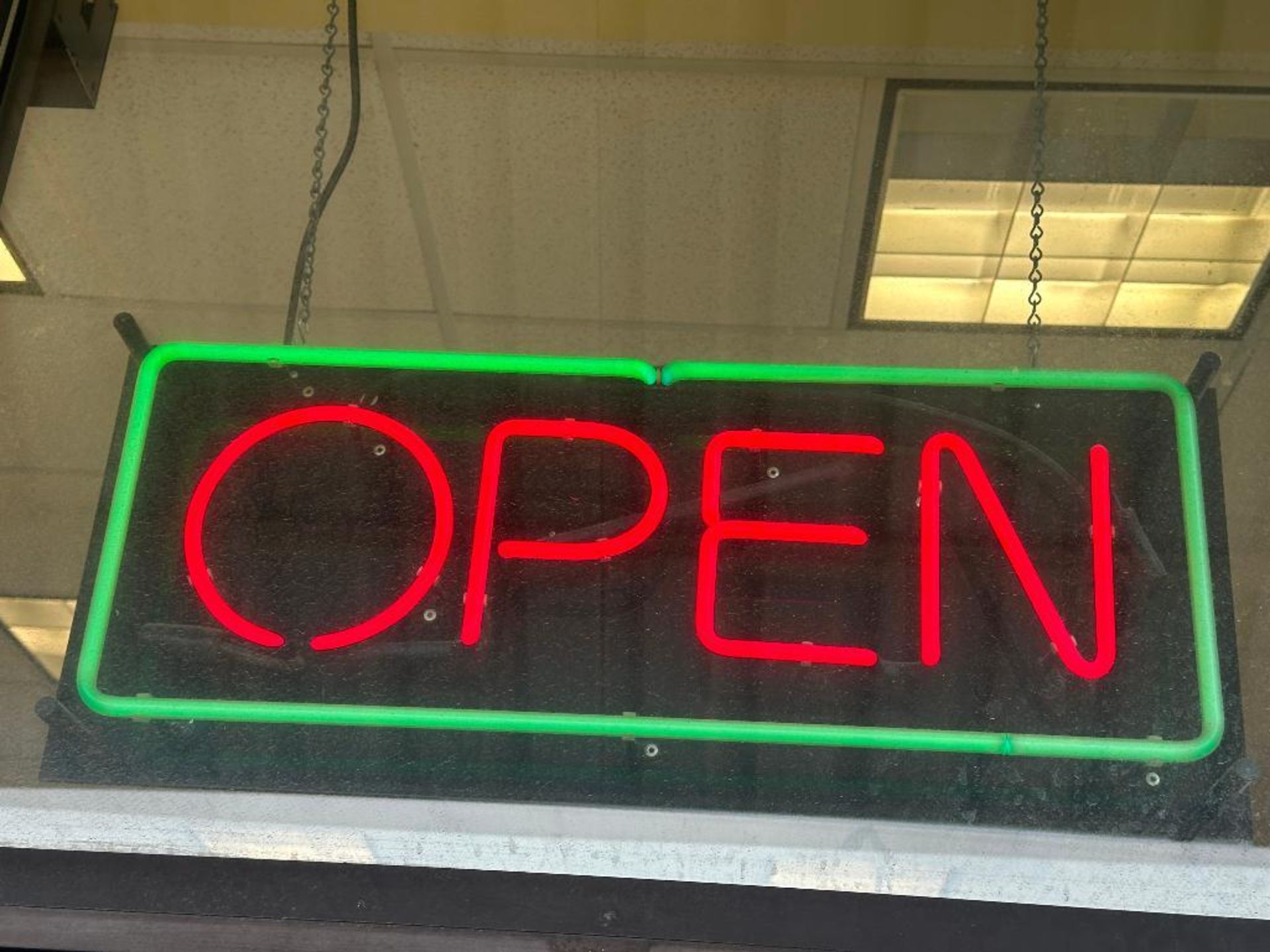 DESCRIPTION "OPEN " NEON SIGN WITH POWER CORD. ADDITIONAL INFORMATION IN WORKING ORDER LOCATION 7399