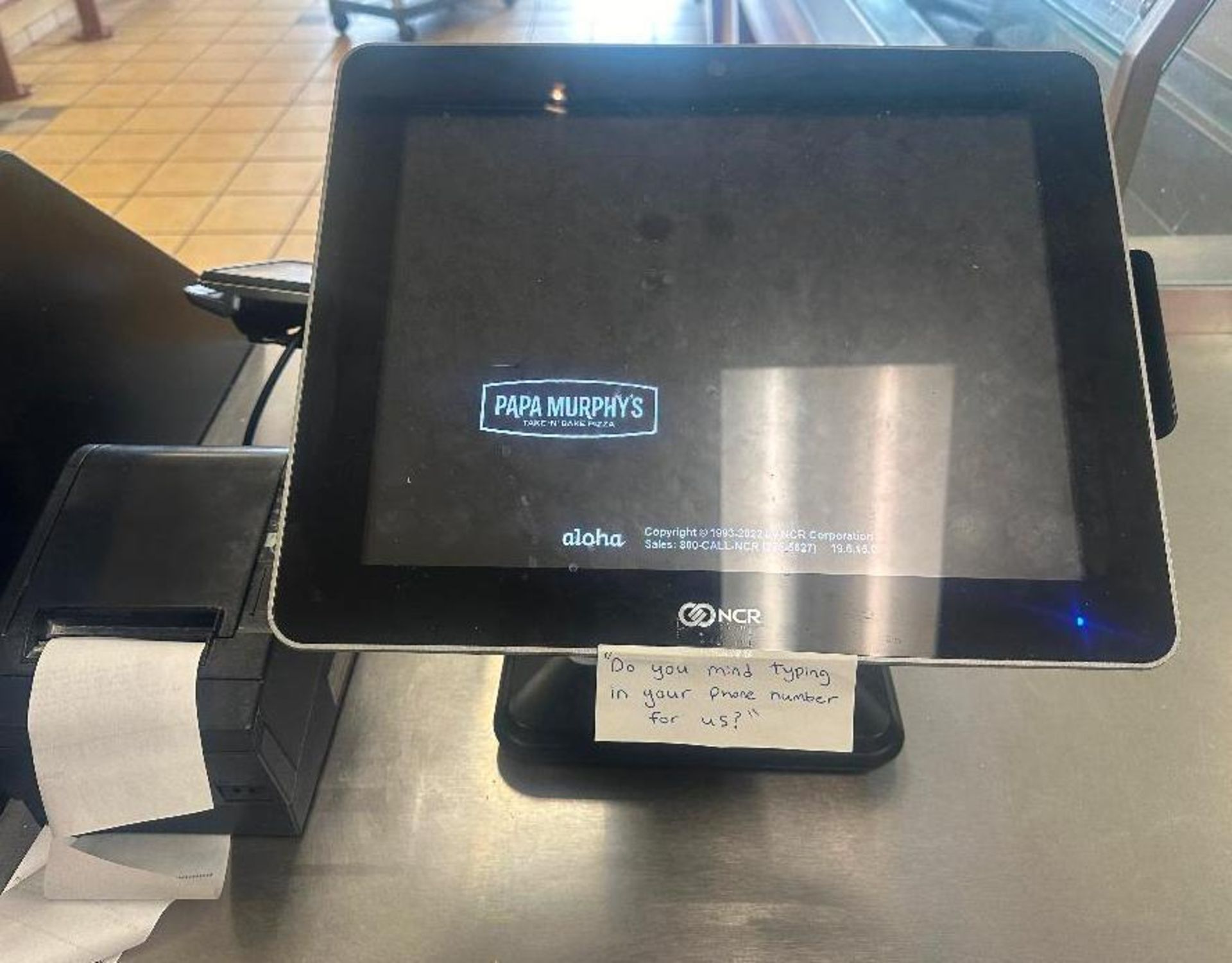 DESCRIPTION (3) TERMINAL NCR TOUCH SCREEN POINT OF SALE SYSTEM W/ BACK OFFICE COMPUTER AND DONGLE. A