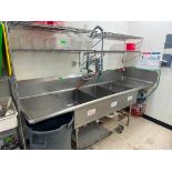 DESCRIPTION ADVANCE TABCO 102" THREE WELL STAINLESS POT SINK W/ LEFT AND RIGHT DRY BOARDS. BRAND / M