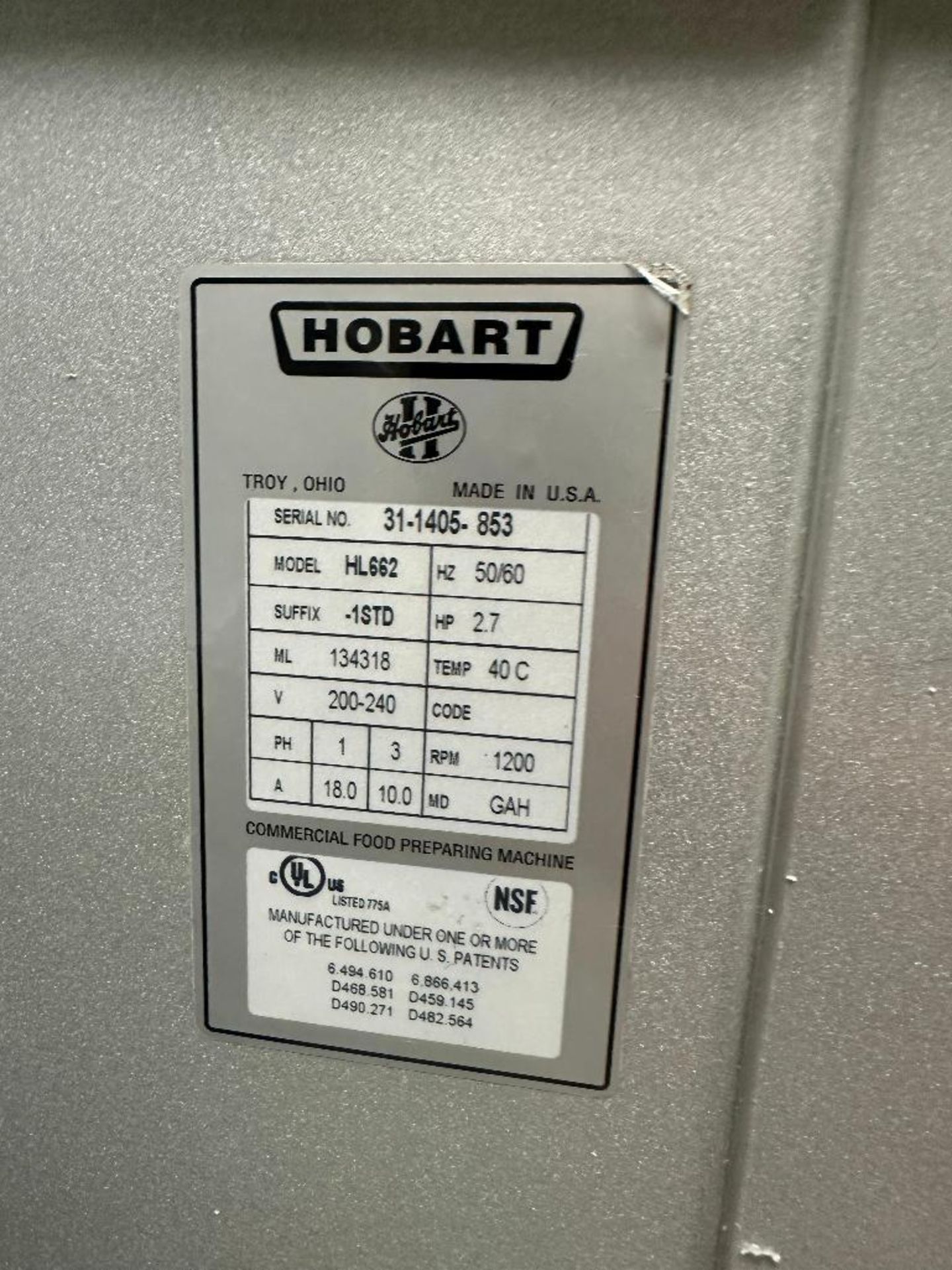 DESCRIPTION HOBART 60 QT LEGACY MIXER W/ BOWL, DOLLY, PADDLE, AND HOOK. RETAIL NEW FOR $26K BRAND / - Image 4 of 8