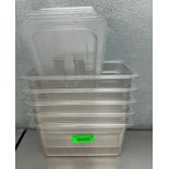 DESCRIPTION (5) 1/3 SIZE PLASTIC INSERTS W/ LIDS ADDITIONAL INFORMATION 6" DEEP THIS LOT IS: SOLD BY