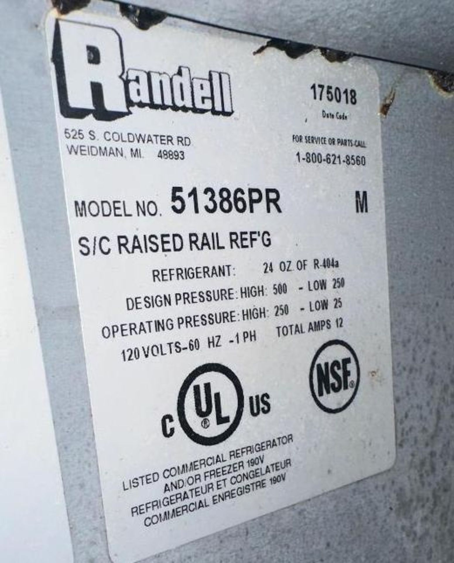 DESCRIPTION RANDELL 86" THREE DOOR REFRIGERATED PREP TOP W/ SNEEZE GUARD. BRAND / MODEL: RANDELL 513 - Image 3 of 5