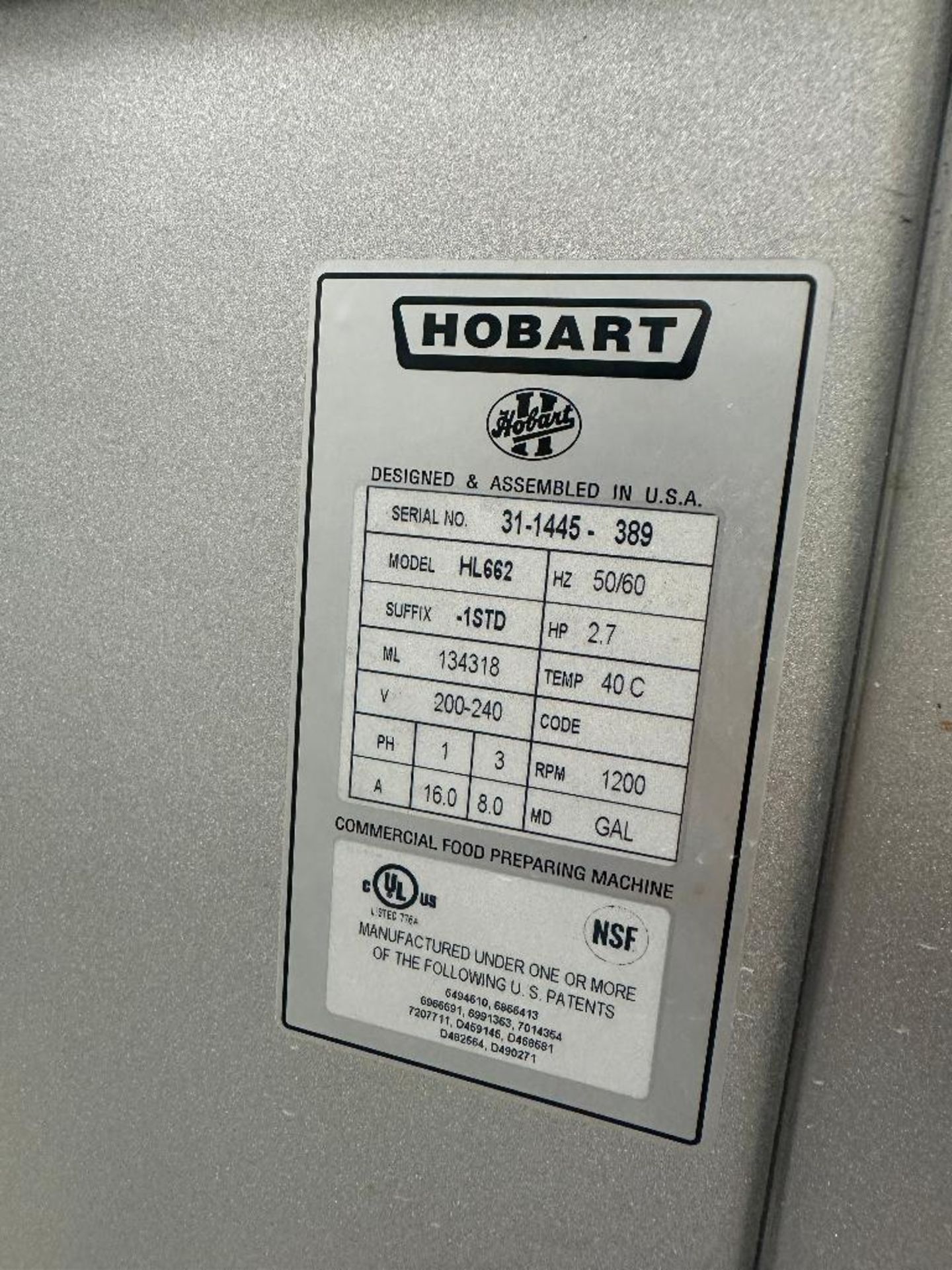 DESCRIPTION HOBART 60 QT LEGACY MIXER W/ BOWL, DOLLY, PADDLE, AND HOOK. RETAIL NEW FOR $26K BRAND / - Image 6 of 6