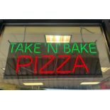 DESCRIPTION " TAKE N BAKE PIZZA" NEON SIGN W/ POWER CORD. ADDITIONAL INFORMATION IN WORKING ORDER. L