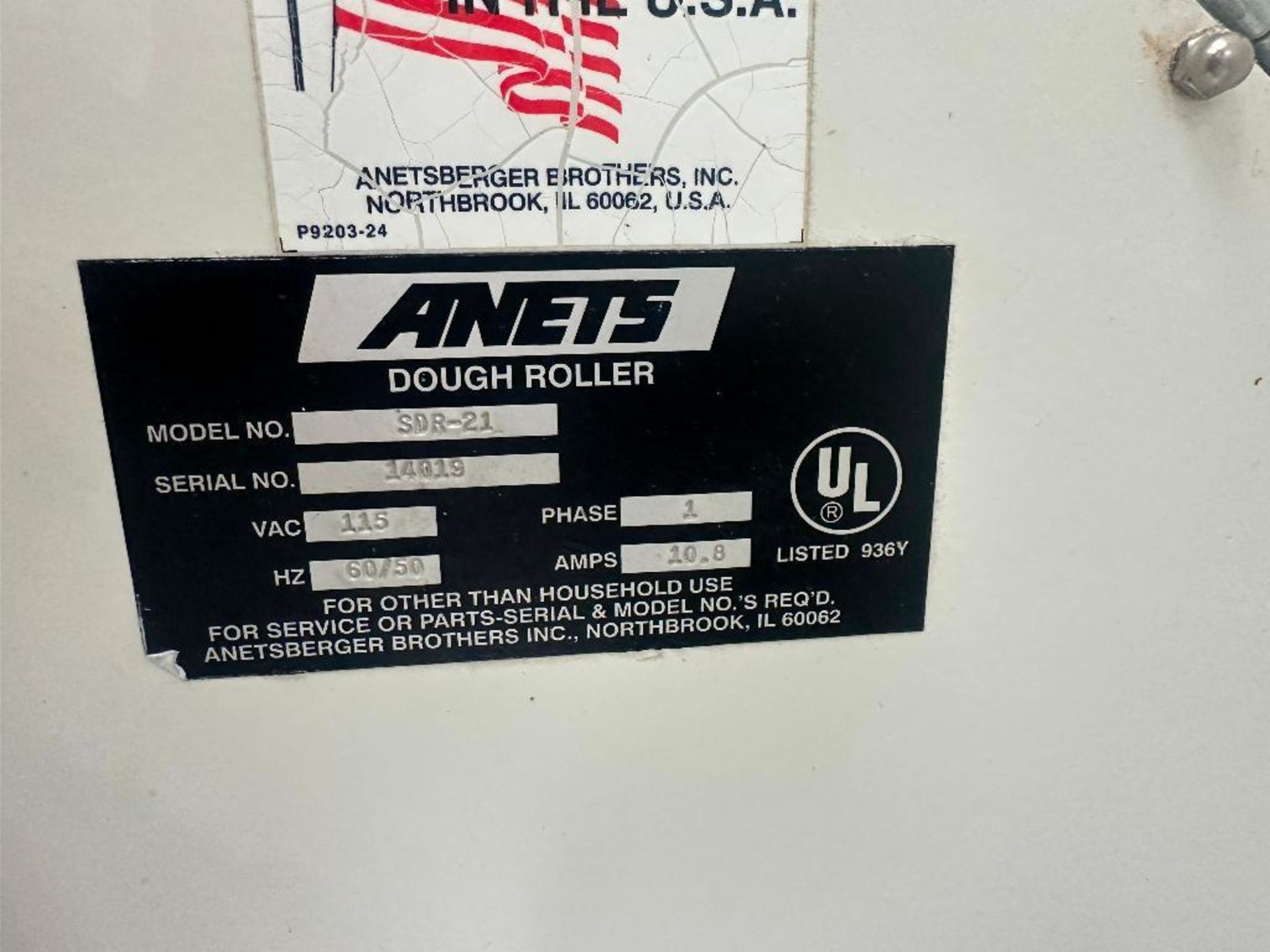 DESCRIPTION ANETS SDE-21 DOUGH ROLLER. RETAILS NEW FOR $4500 BRAND / MODEL: ANETS SDR-21 ADDITIONAL - Image 3 of 3