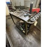 Metal Rolling Cart & 4ft metal shelf with contents of tooling, collets