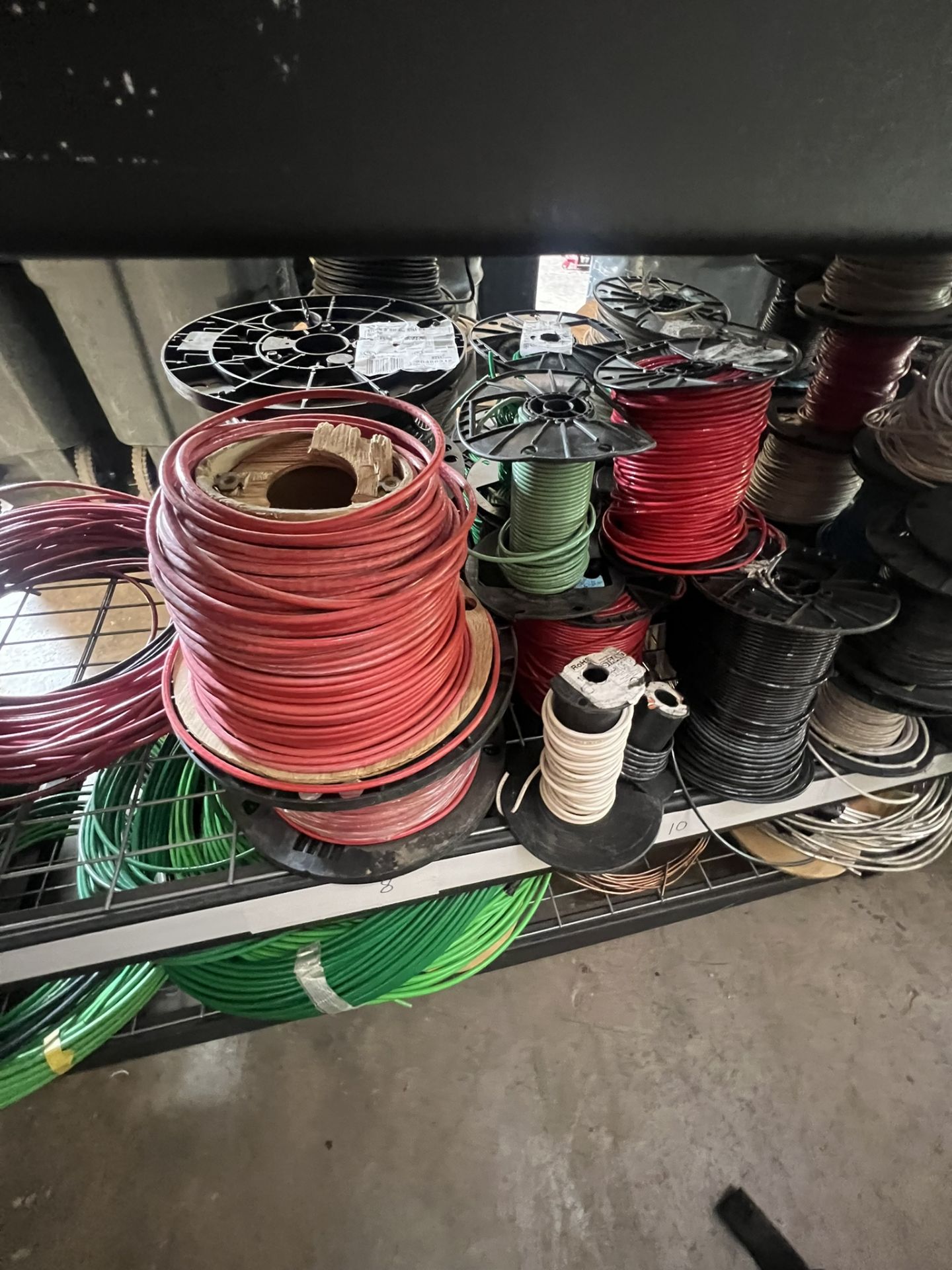 3 Shelves of Wire Spools, Power Cable EP39-02547b, 12AWG, CAT 5, and 10 gauge wire, some copper - Image 2 of 4