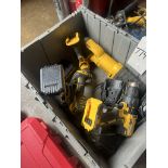 Tote with Cordless DeWalt Lights, SawsAlls, Drills, Chargers & Batteries