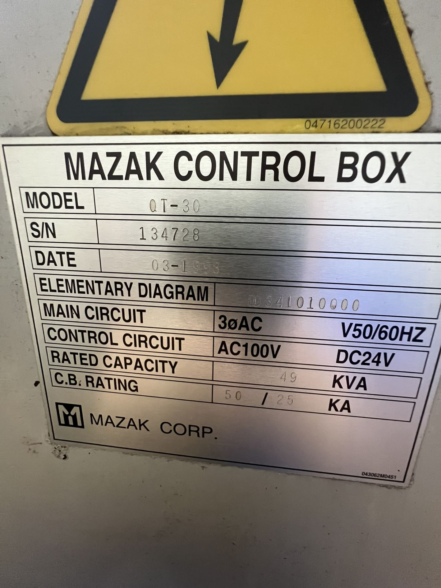 Mazak QT30 CNC Lathe, Serial #134728, with Jorgensen ConveyorPowers On - Image 7 of 9