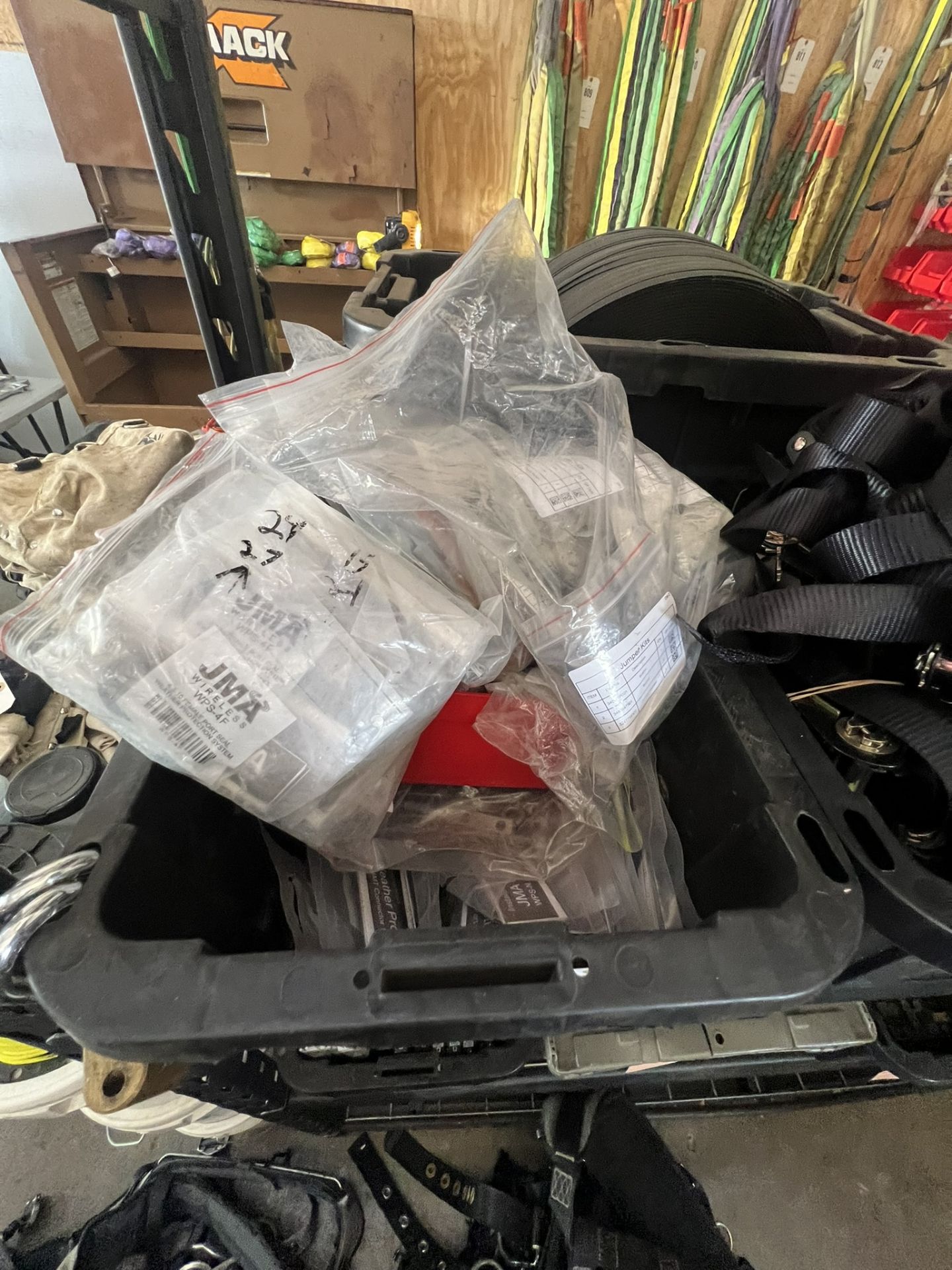 Tote of Jumper Kits, Connectors, Adaptors, Locks