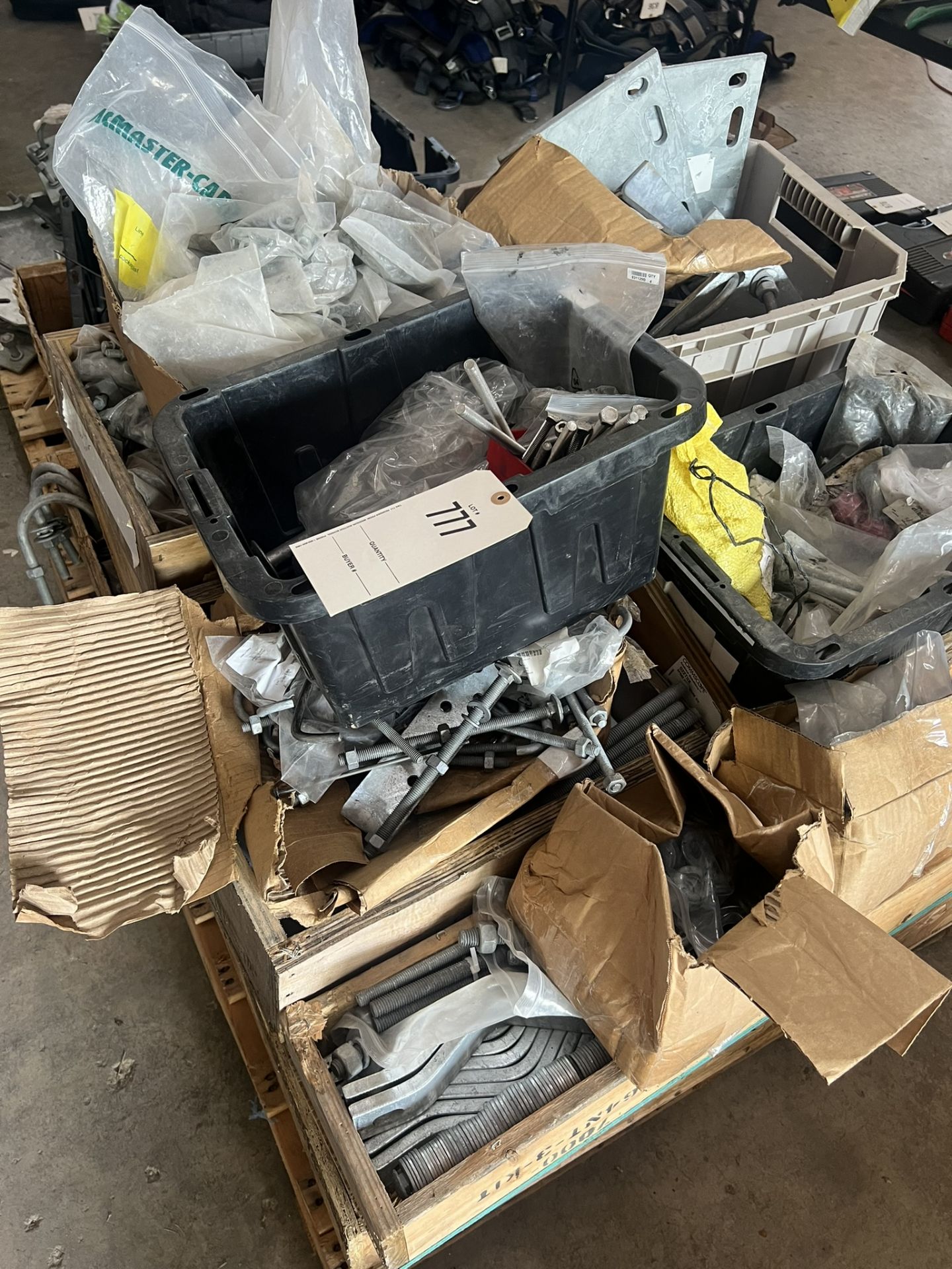 Pallet of All Thread, U Bolts, Hardware for structural steel