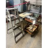 Step Ladder, approx 4ft, 2 metal rolling carts