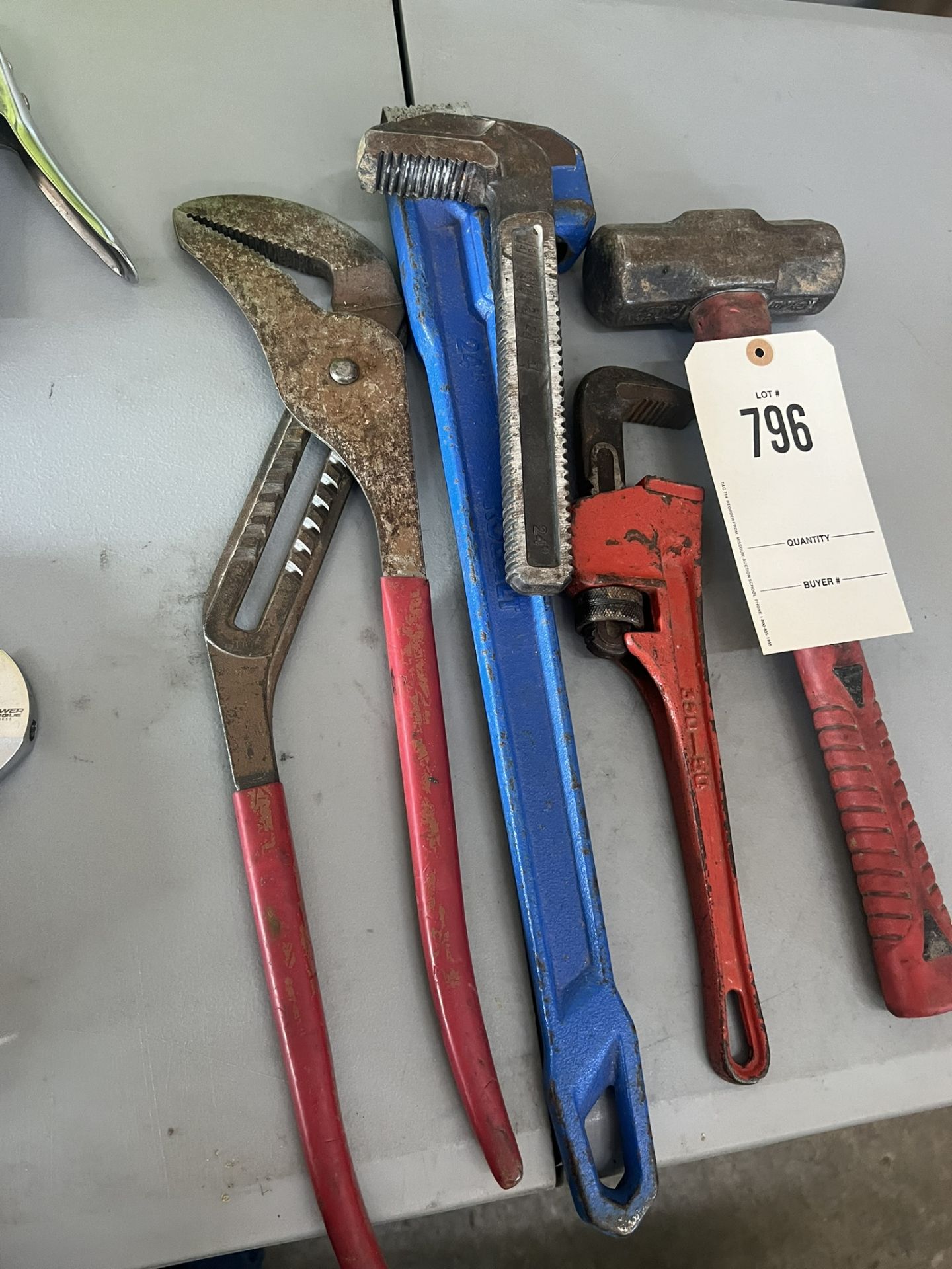 Mallet, Large Channel Locks, Pipe Wrenches