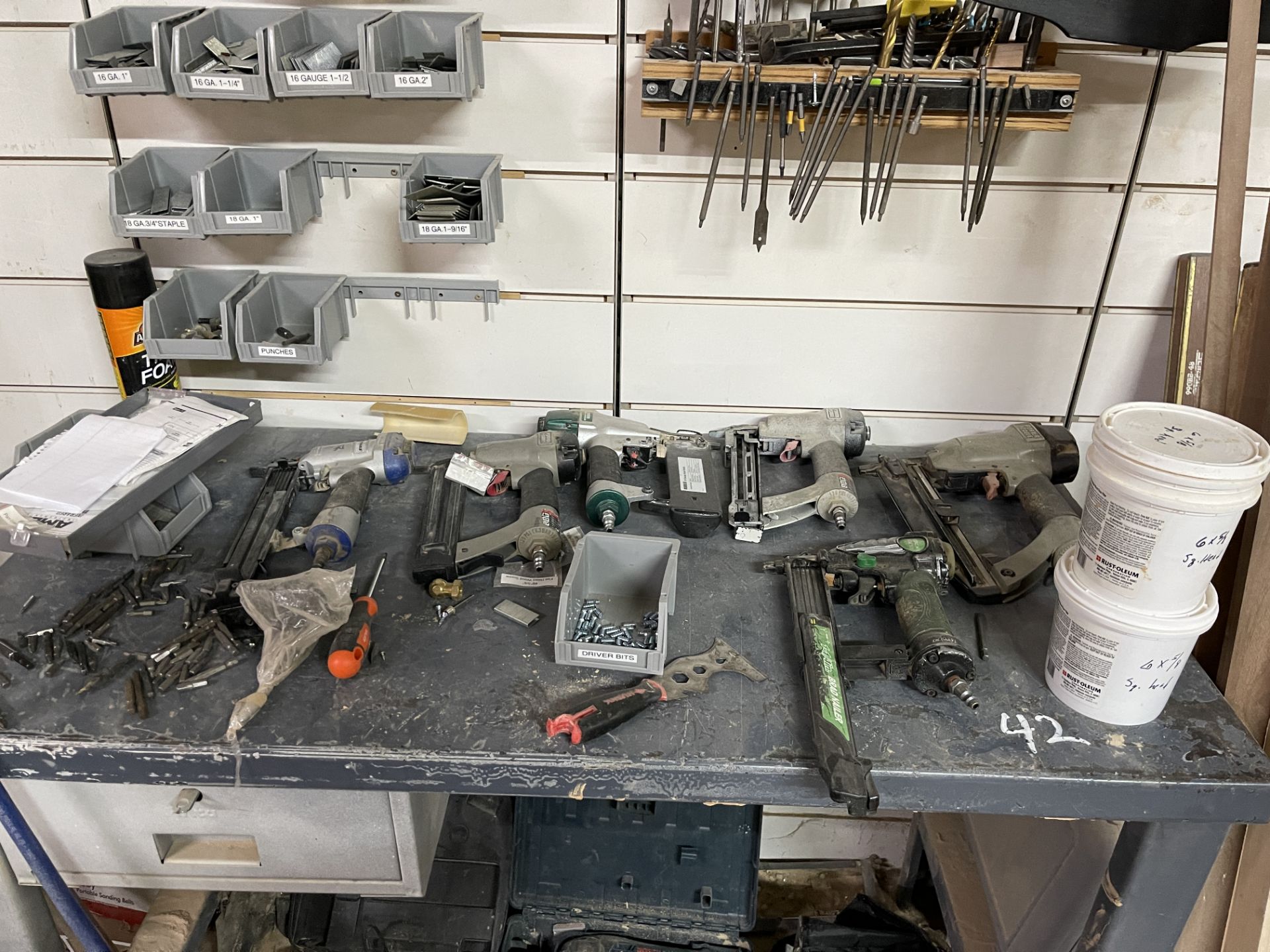 Work Table with 6 Pneumatic Nailers