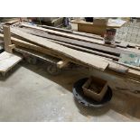 Pallet of Wood White Oak with Walnut Misc Sizes, Rolling Heavy Duty Cart