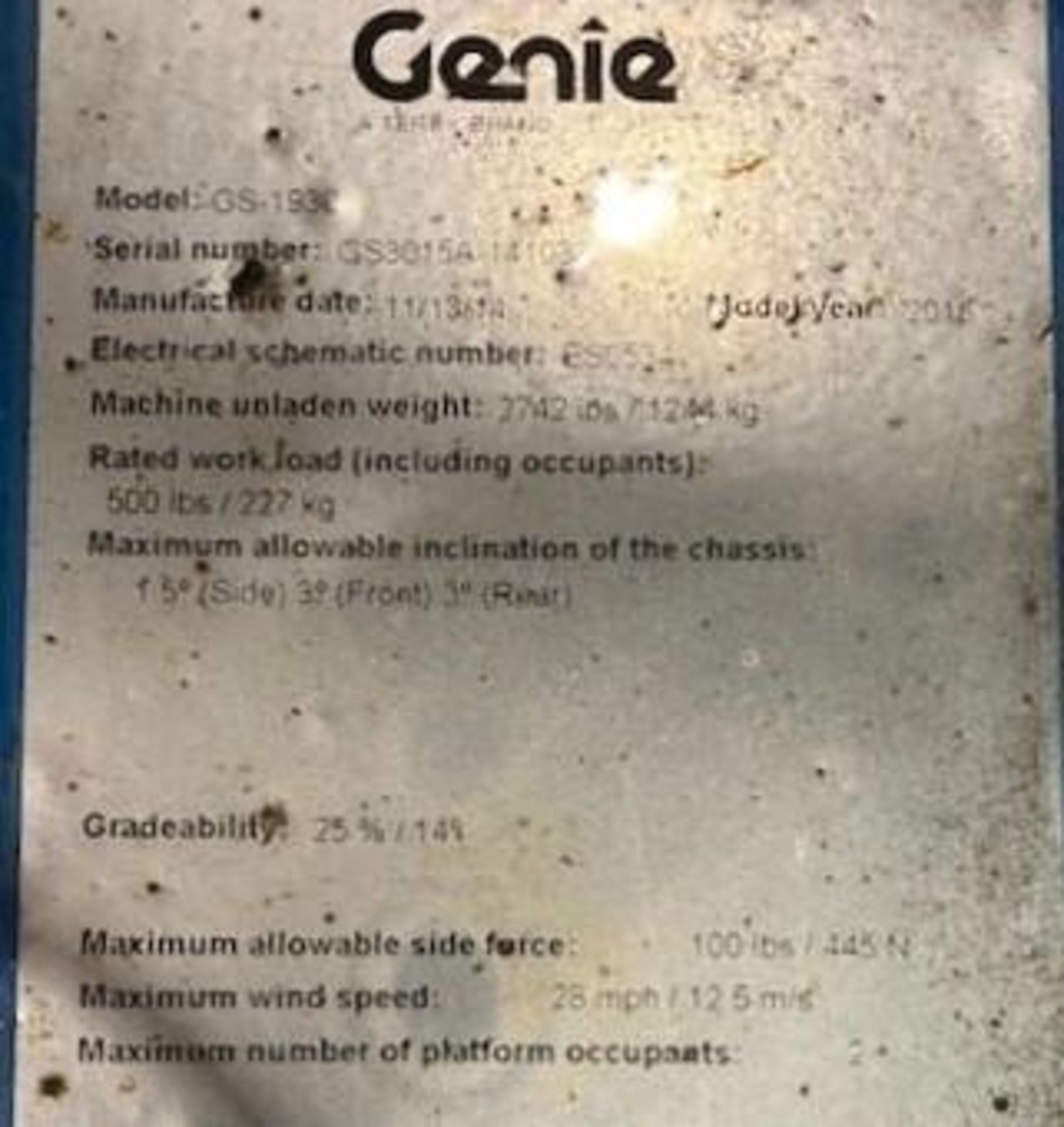 2014 Genie #GS-1930 Scissor Lift - Image 5 of 6
