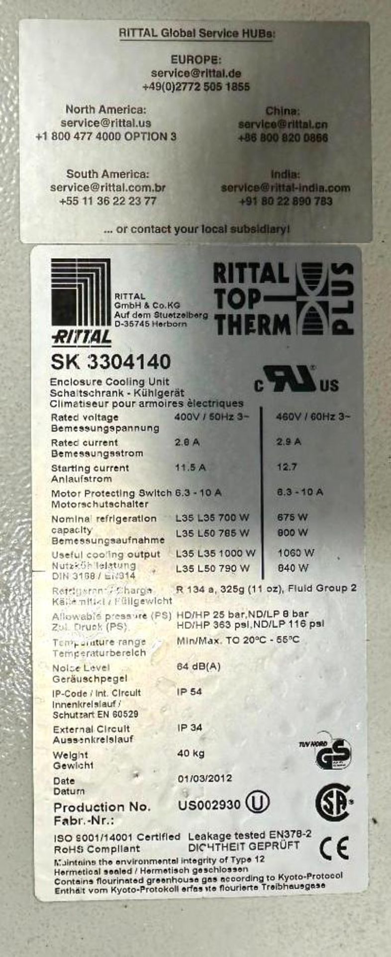 Lot of (4) Rittal #SK 3304140 Cooling Units - Bild 6 aus 6