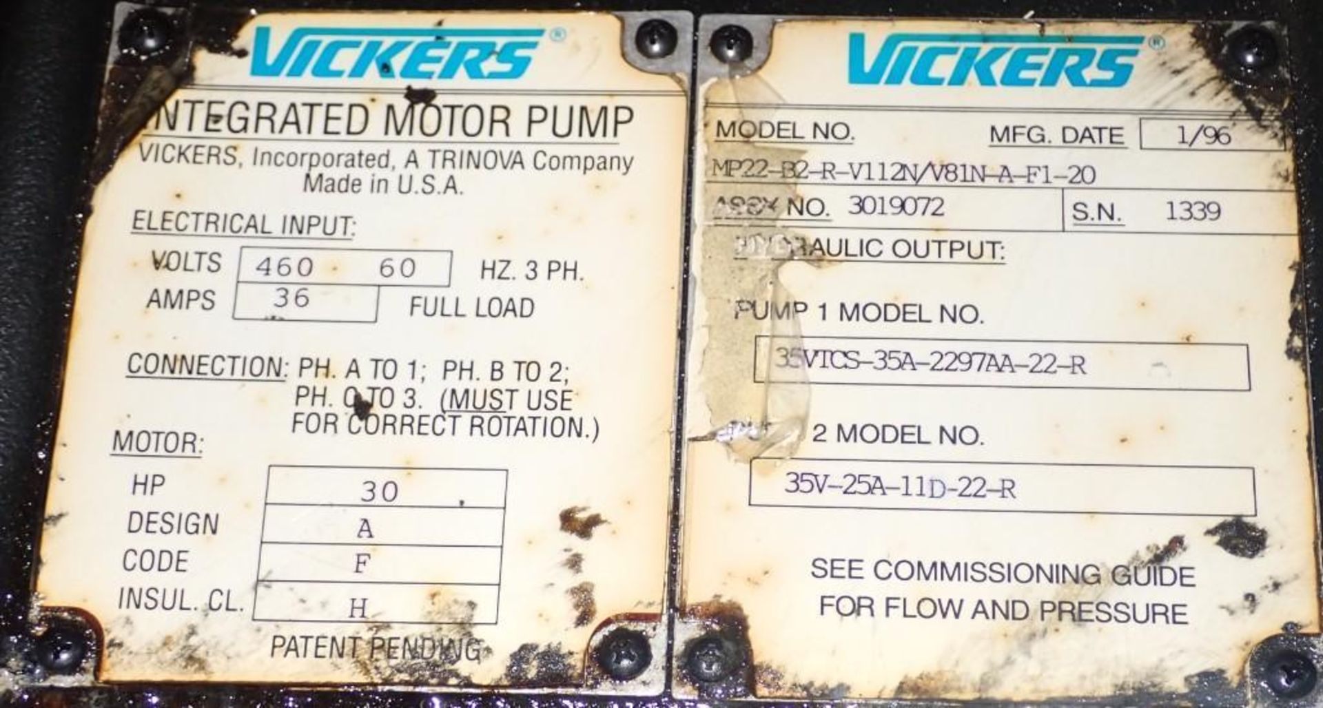 Vickers Integrated Motor Pump #MP22-B2-R-V112N - Image 4 of 4