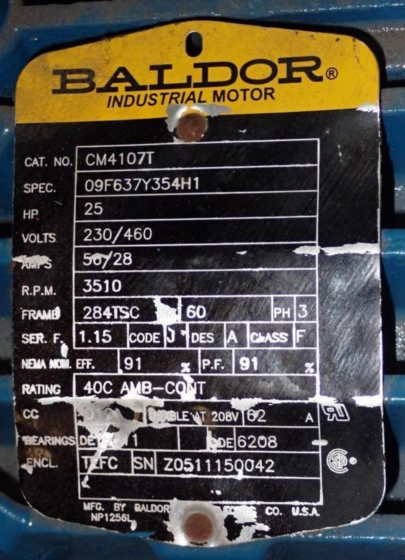 25 HP Baldor #CM4107T Motor - Image 3 of 3