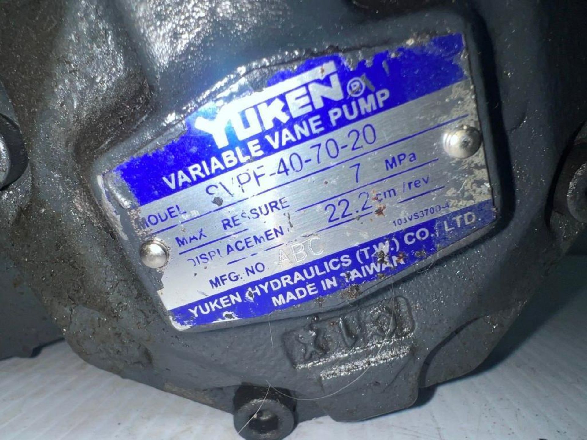 Yuken #SVPF-40-70-20 Variable Vane Pump - Image 4 of 4