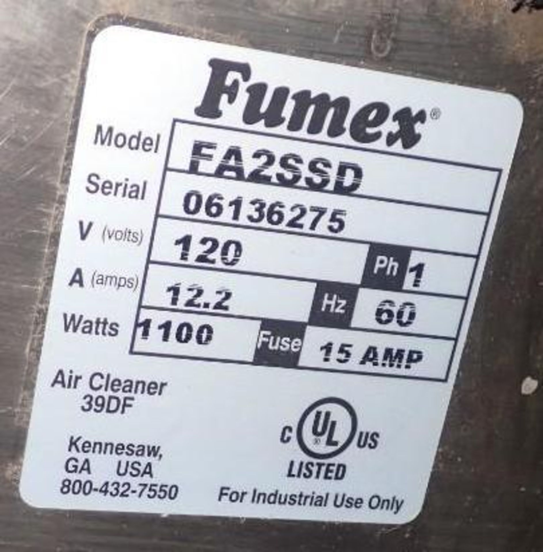 Lot of (2) Fumex #FA2SSD Fume Extractors - Image 4 of 5