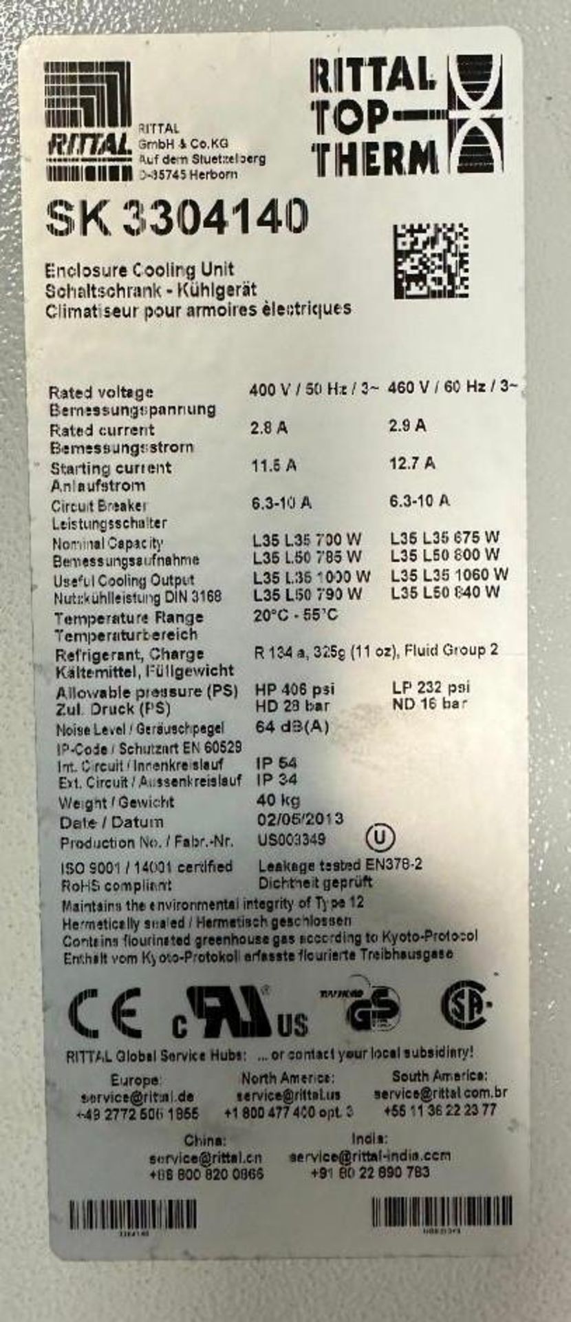 Lot of (4) Rittal #SK 3304140 Cooling Units - Image 5 of 6