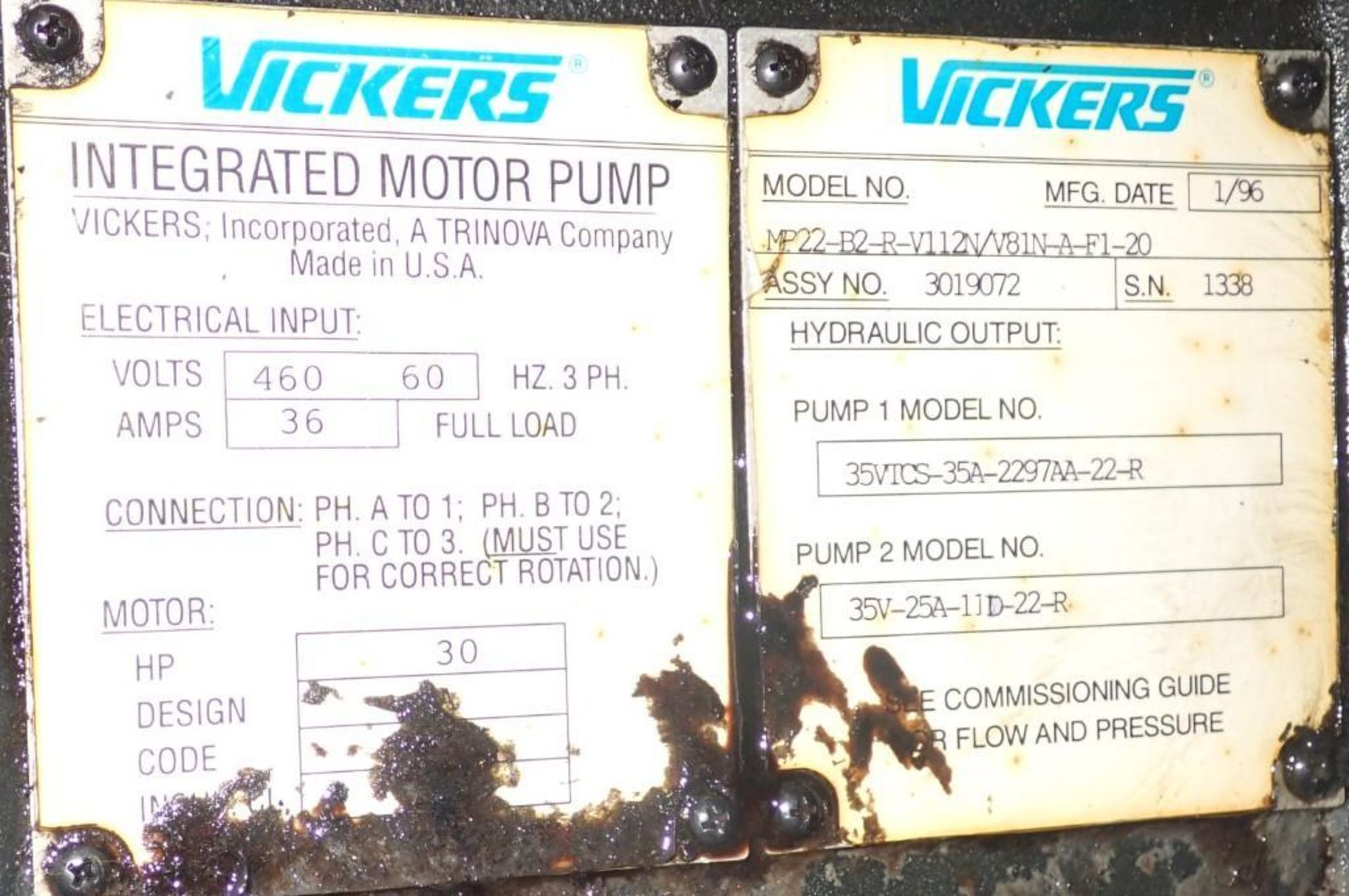 Vickers Integrated Motor Pump #MP22-B2-R-V112N - Image 5 of 5