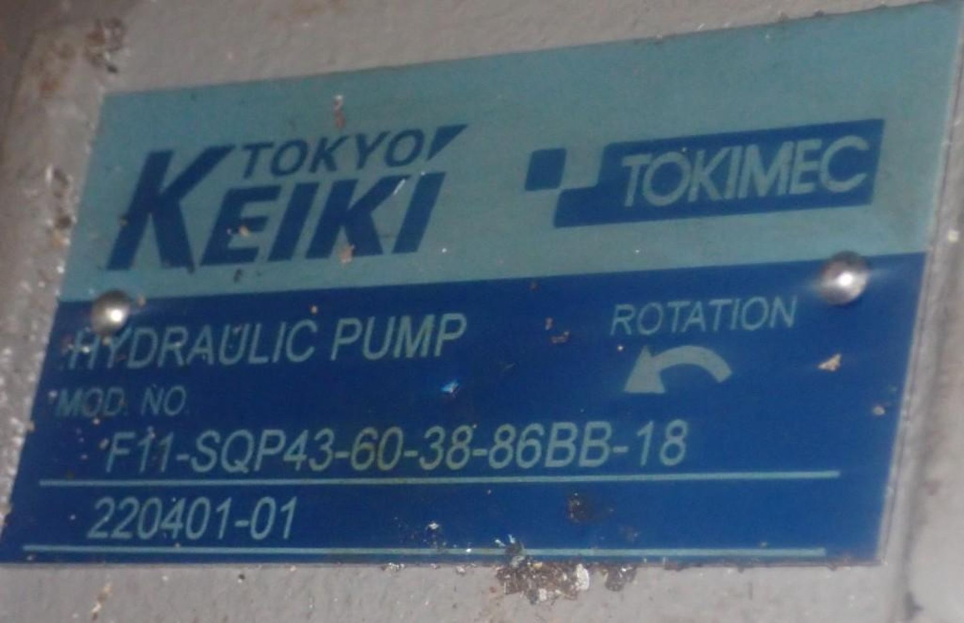 Tokimec #F11-SQP43-60-38-86BB-18 Hydraulic Pump - Image 3 of 3