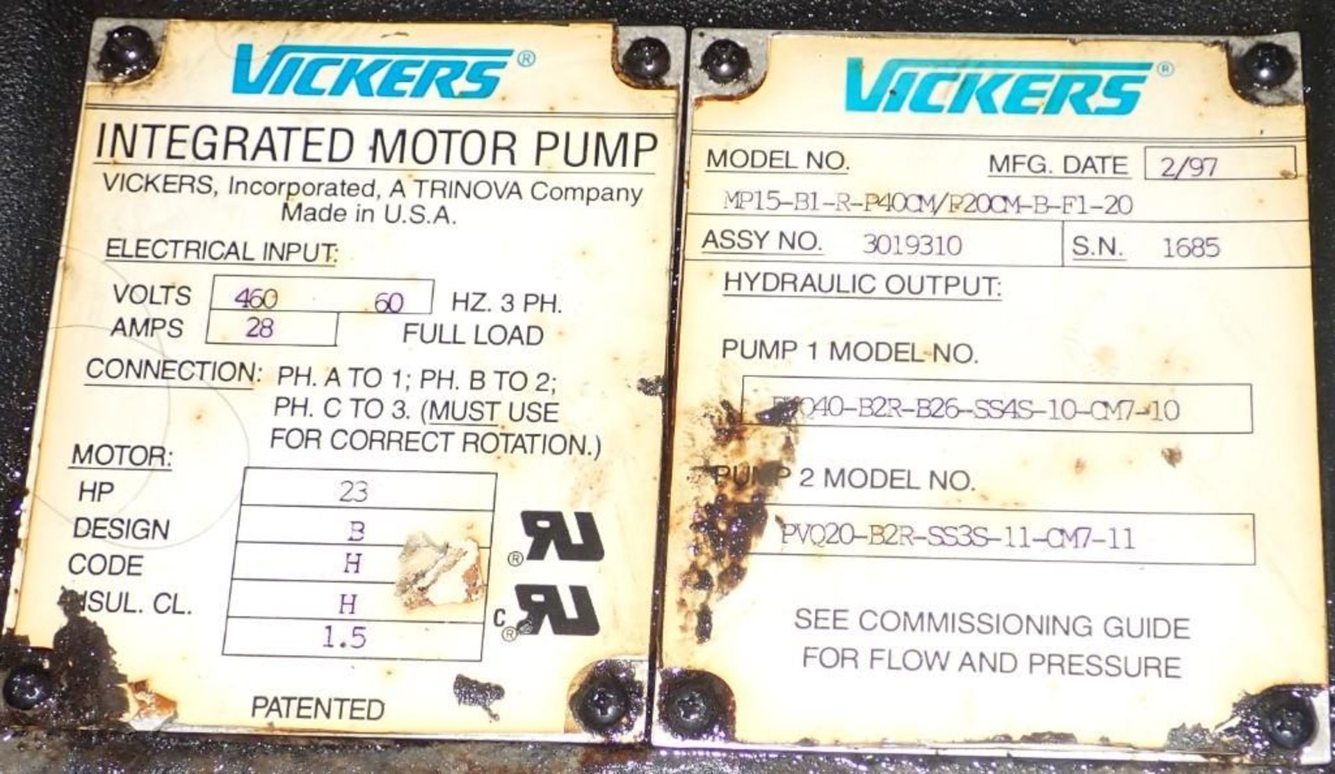 Vickers Integrated Motor Pump #MP15-B1-R-P400M - Image 3 of 3