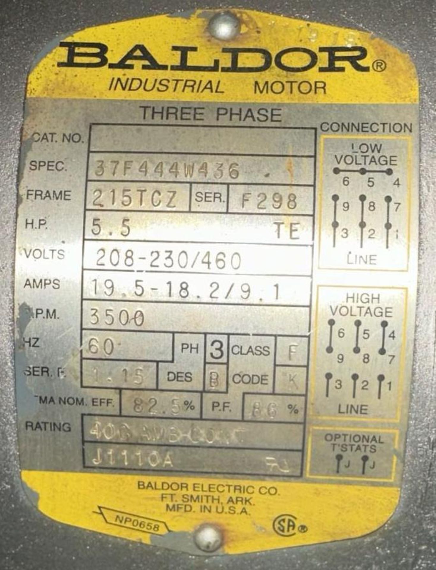 Misc. Vacuum Blower Unit w/ Baldor Industrial Motor No Part # Spe. 37F444W436 - Image 5 of 5