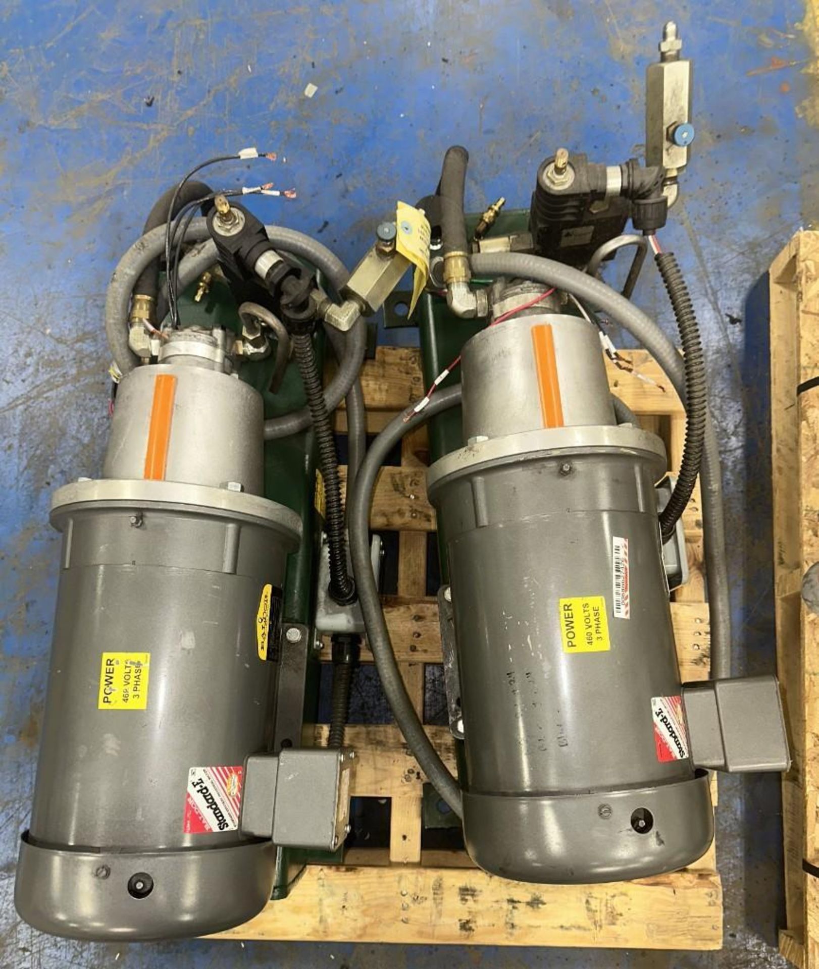 Lot of (2) Hydraulic Pump Units w/Tanks & Baldor #CM3613T Spec. 36A002T850H1 Industrial Motors